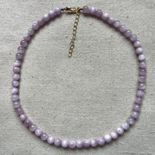 Kunzite 6mm Beaded Necklace - Emotional Healing