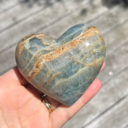 Blue Onyx Large Heart Crystal - Calm, Peace, Grounding