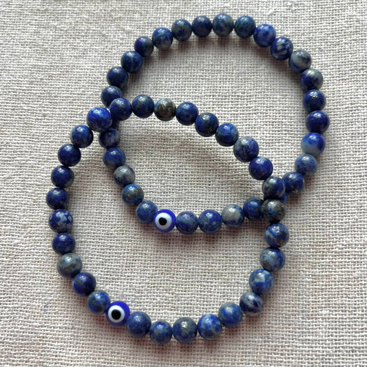 Protection Evil Eye Bracelet - Lapis Lazuli 6mm