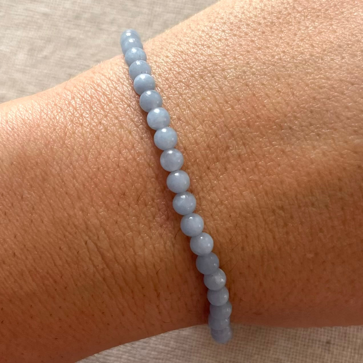 Angelite 4mm Beaded Bracelet - Spiritual Connection