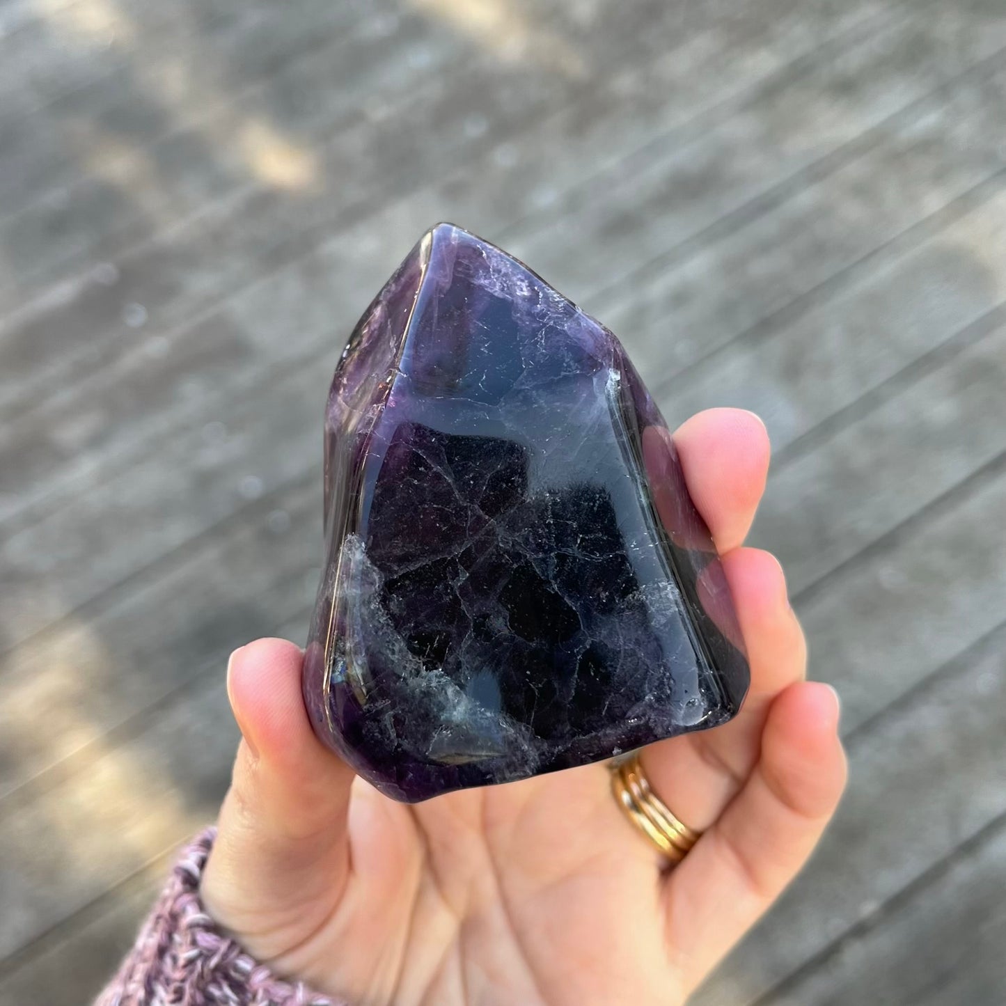 Purple Fluorite Medium Flame Tower Crystal - Vibrant, Clarifying, Uplifting