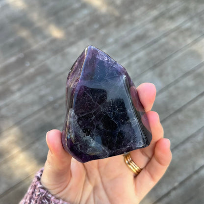 Purple Fluorite Medium Flame Tower Crystal - Vibrant, Clarifying, Uplifting