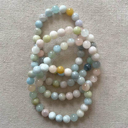 Morganite 8mm Beaded Bracelet - Divine Love
