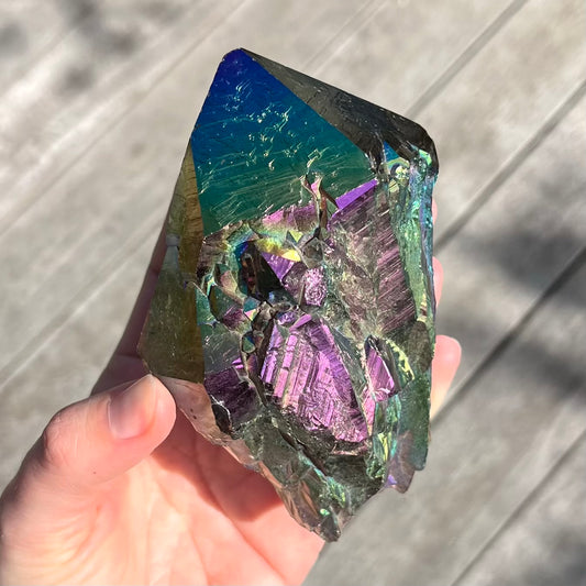 Titanium Aura Quartz Large Raw Crystal - Vitality, Confidence, Joy