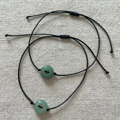 Mini Disc Cord Bracelet - Green Aventurine