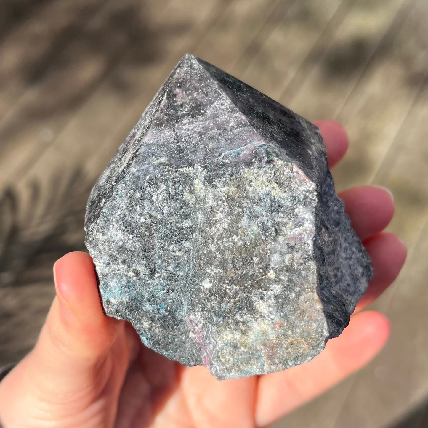 Black Vein Rhodonite Raw Point Crystal - Compassion, Love