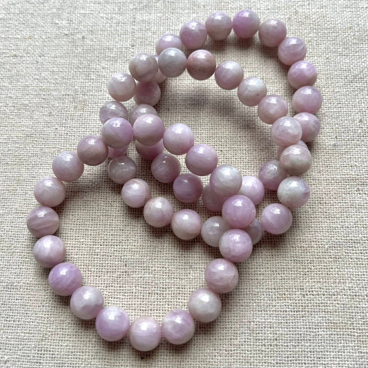 Kunzite 10mm Beaded Bracelet - Emotional Healing