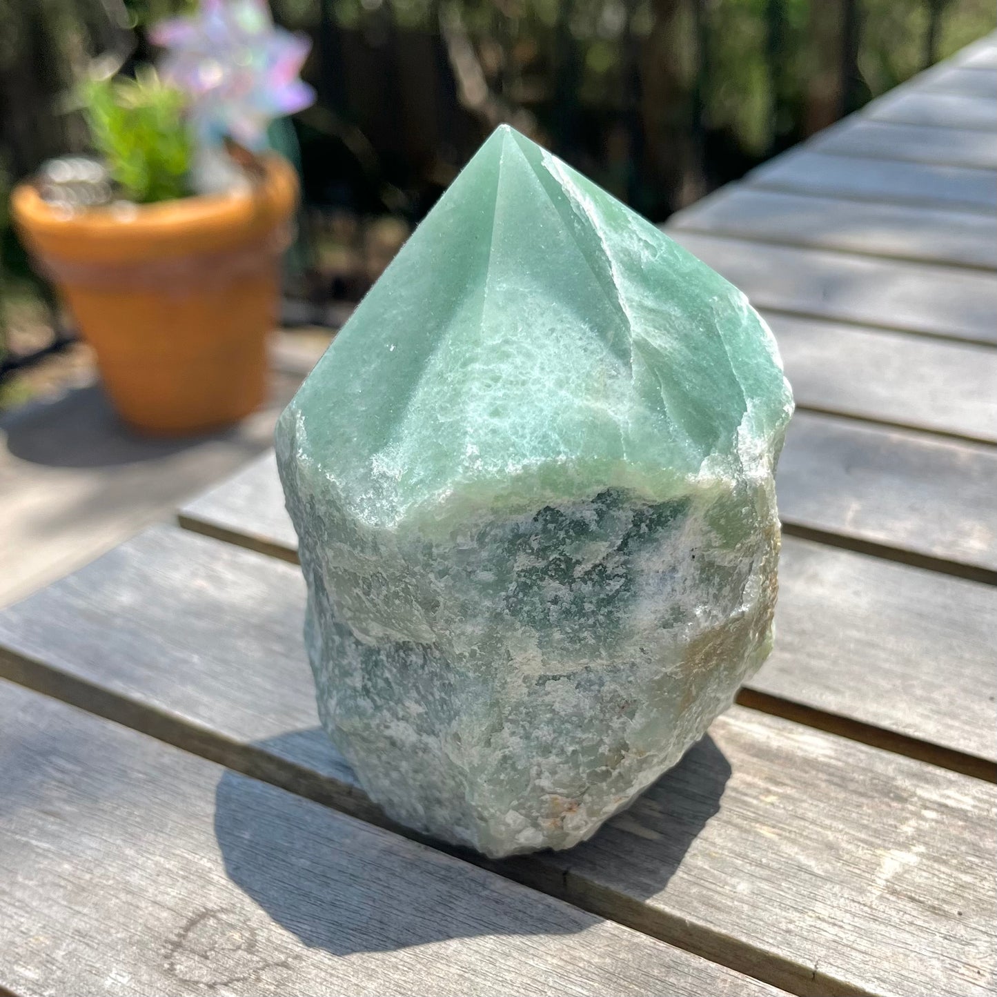 Green Aventurine Raw Point Crystal - Lucky, Positivity, Uplifting