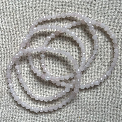 Rose Quartz 4mm Facet Beaded Bracelet - Love