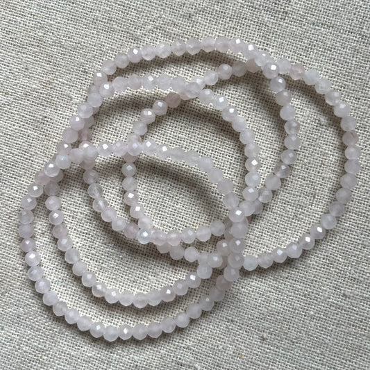 Rose Quartz 4mm Facet Beaded Bracelet - Love