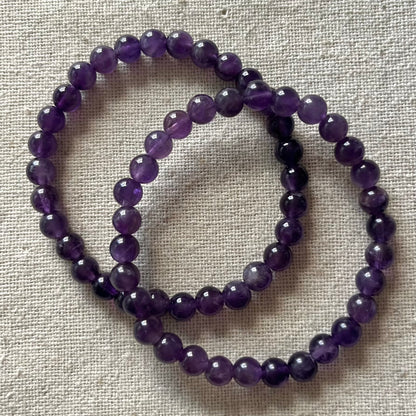 Amethyst 6mm Beaded Bracelet - Spiritual Protection