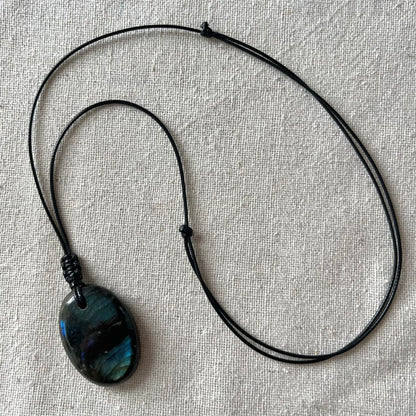 Labradorite Oval Small Pendant - ONE OF A KIND