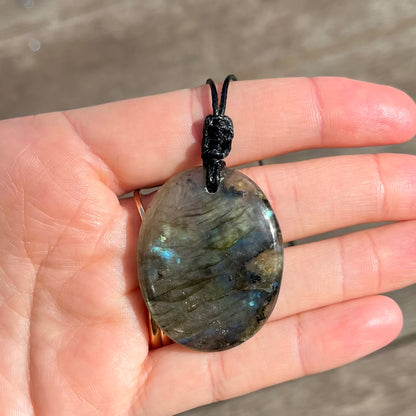 Labradorite Oval Large Pendant - ONE OF A KIND