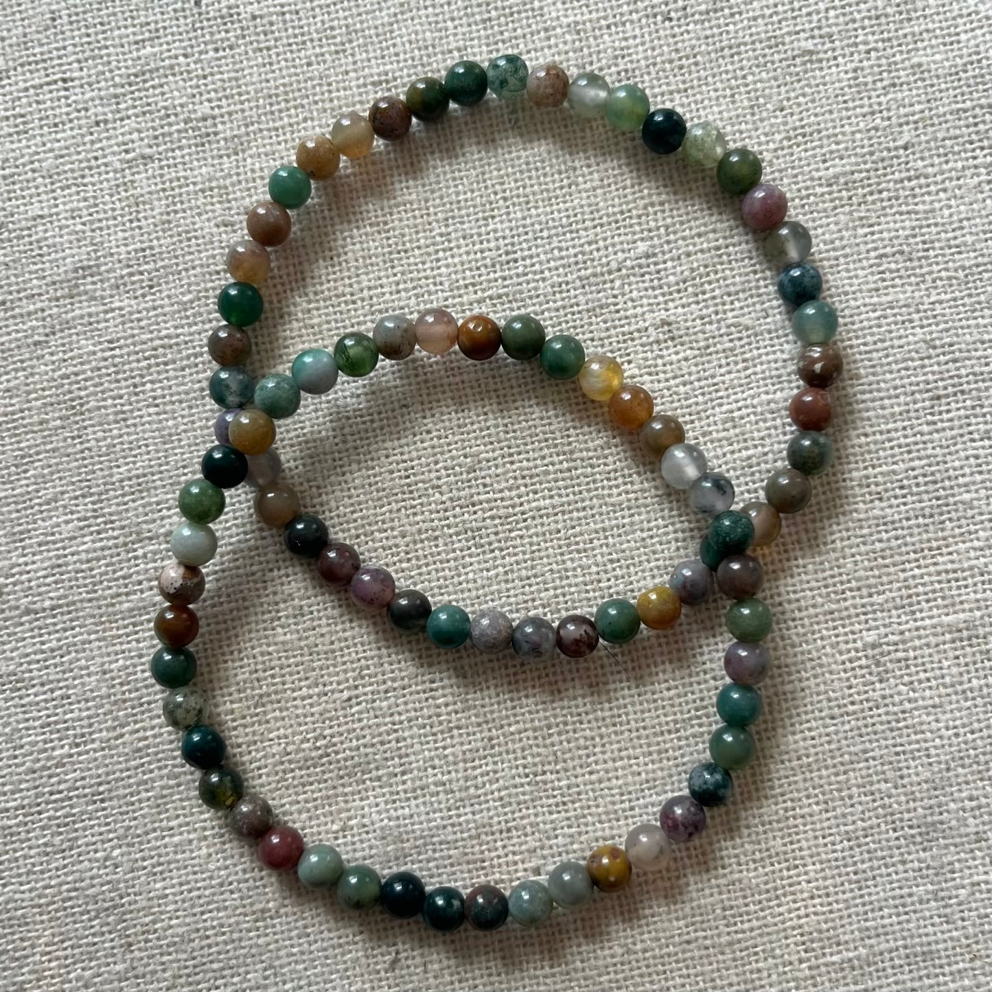 Indian Agate 4mm Beaded Bracelet - Stabalising