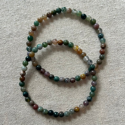 Indian Agate 4mm Beaded Bracelet - Stabalising