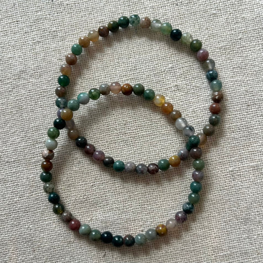 Indian Agate 4mm Beaded Bracelet - Stabalising