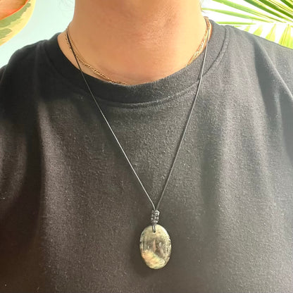 Labradorite Oval Small Pendant - ONE OF A KIND
