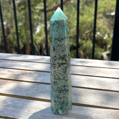 African Turquoise Large Tower Crystal - Protective, Mystical, Transformative