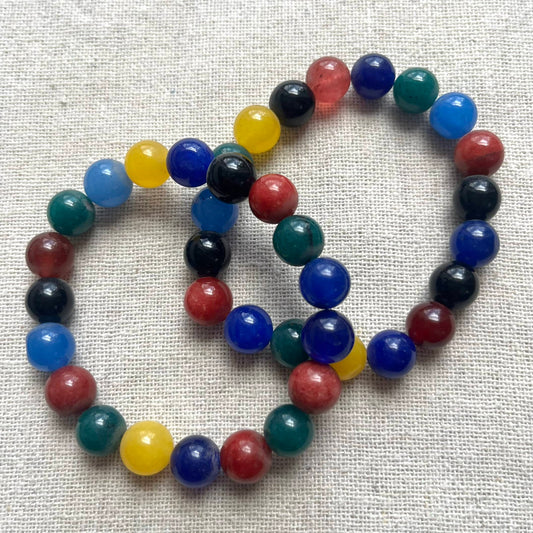 Coloured Agate 10mm Beaded Bracelet - Stability