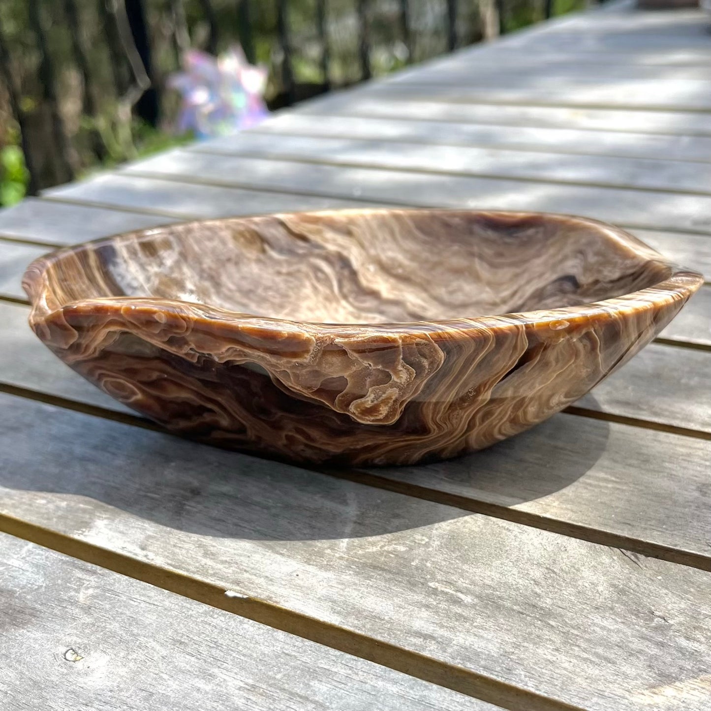 Chocolate Calcite Large Crystal Bowl - Grounding, Healing, Confidence