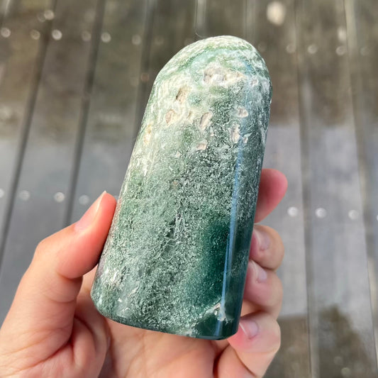 Moss Agate Medium Freeform Crystal - Protection, Harmony