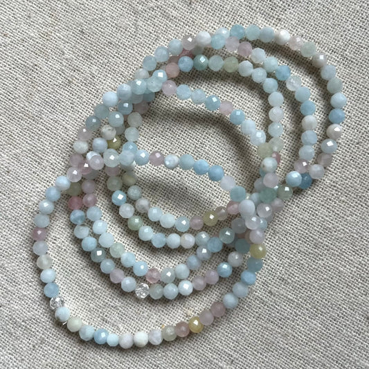Morganite 4mm Facet Beaded Bracelet - Divine Love