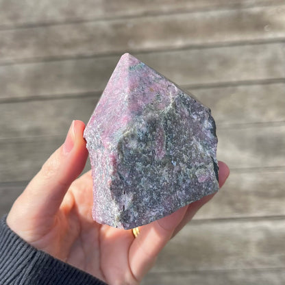 Black Vein Rhodonite Raw Point Crystal - Compassion, Love