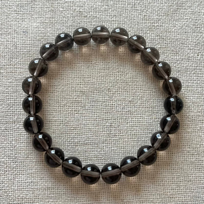 Smoky Quartz 8mm Beaded Bracelet - Grounding