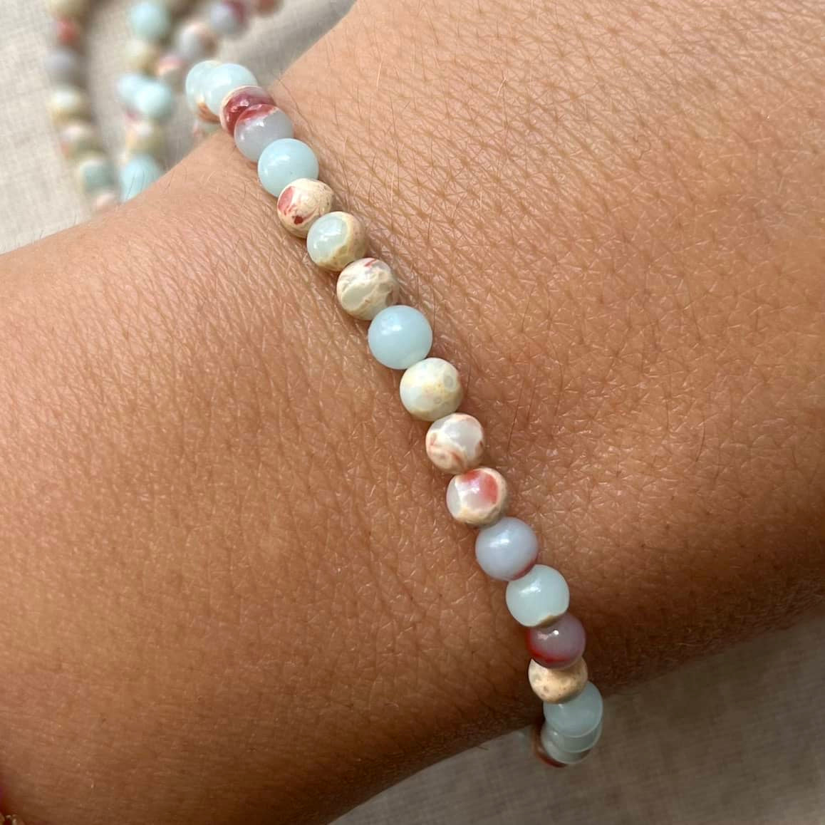 Blue Shoushan Stone 4mm Beaded Bracelet - Serenity