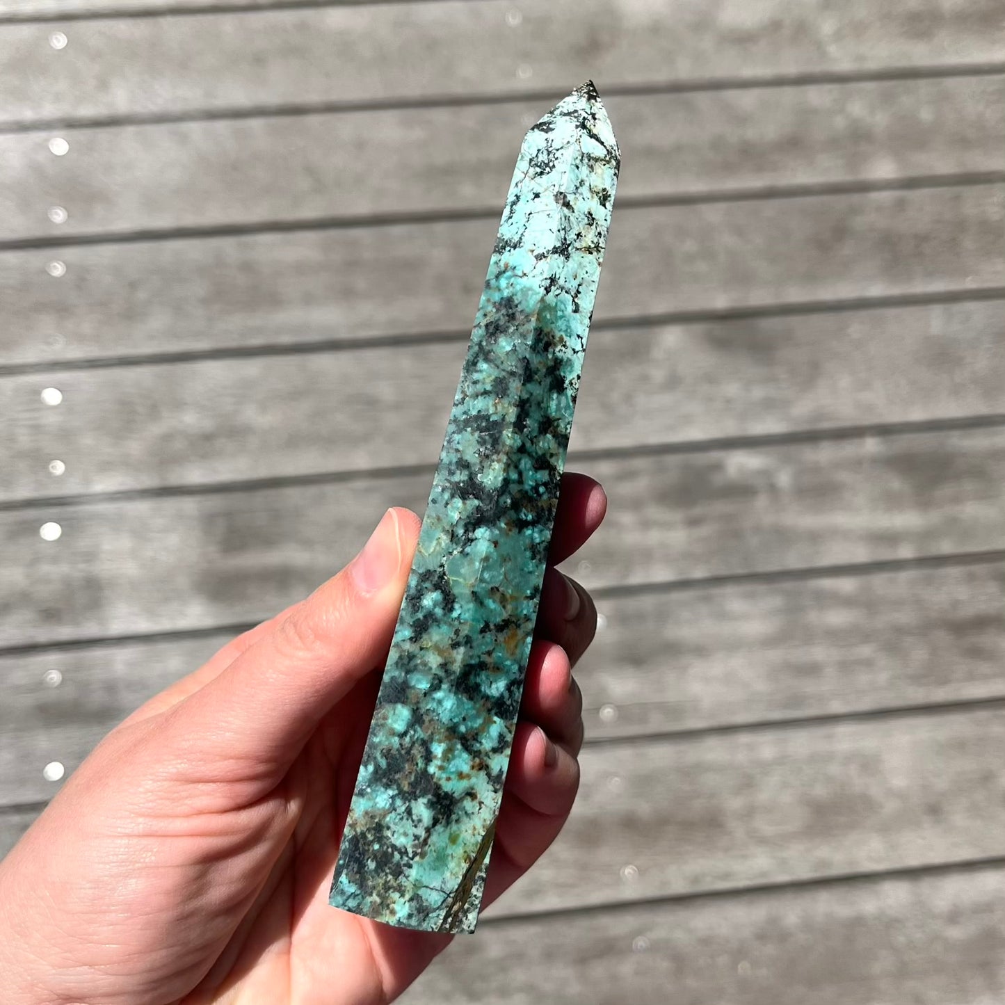 African Turquoise Medium Tower Crystal - Protective, Mystical, Transformative