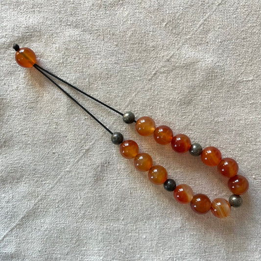 Komboloi Worry Bead Bracelet - Carnelian & Pyrite