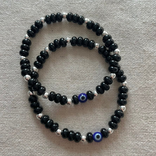 Divine Strength Evil Eye Bracelet - Onyx & Hematite