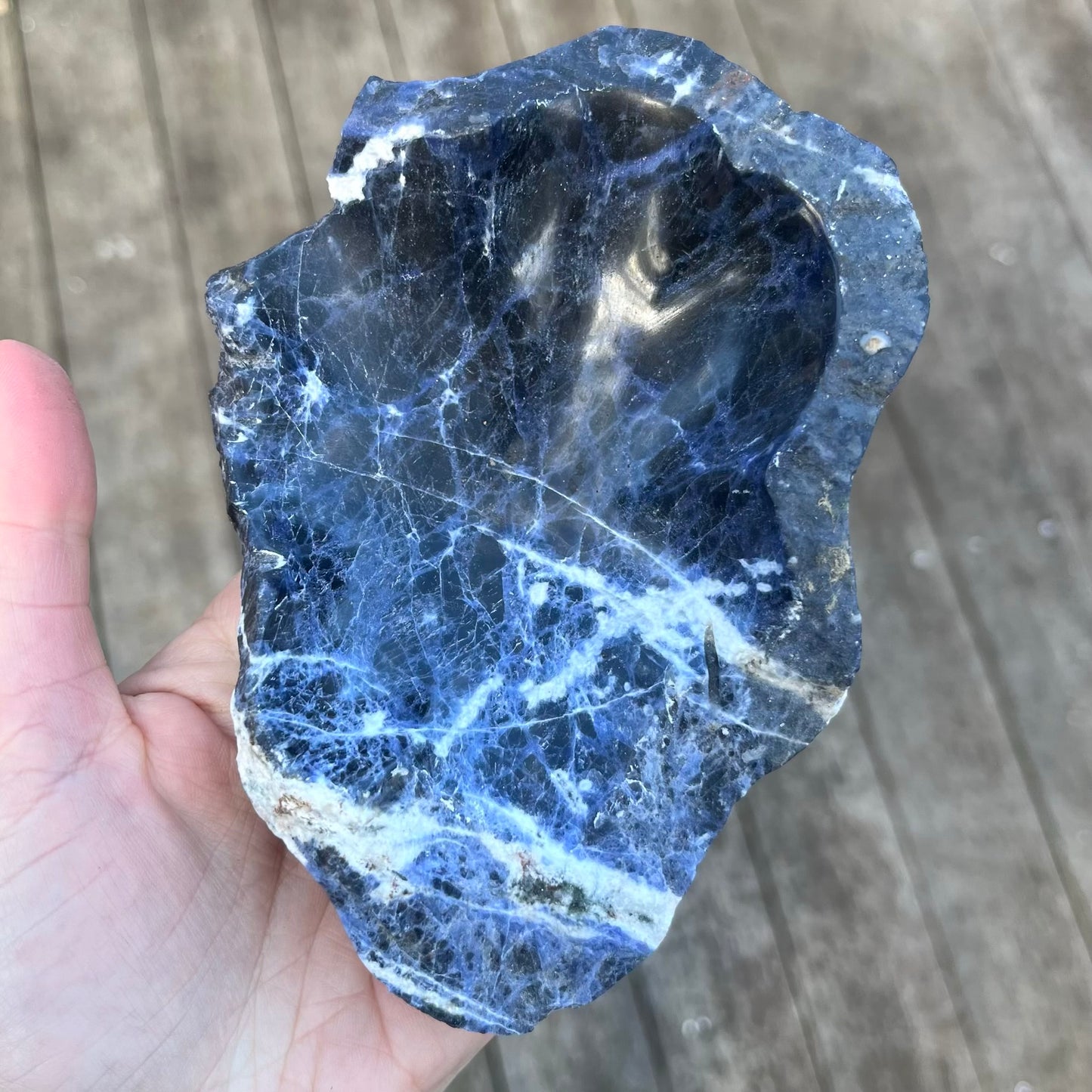 Sodalite Medium Rough Crystal Bowl - Intuition, Peace