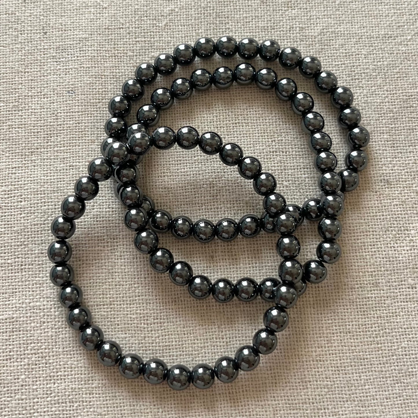 Black Hematite 6mm Beaded Bracelet - Grounding