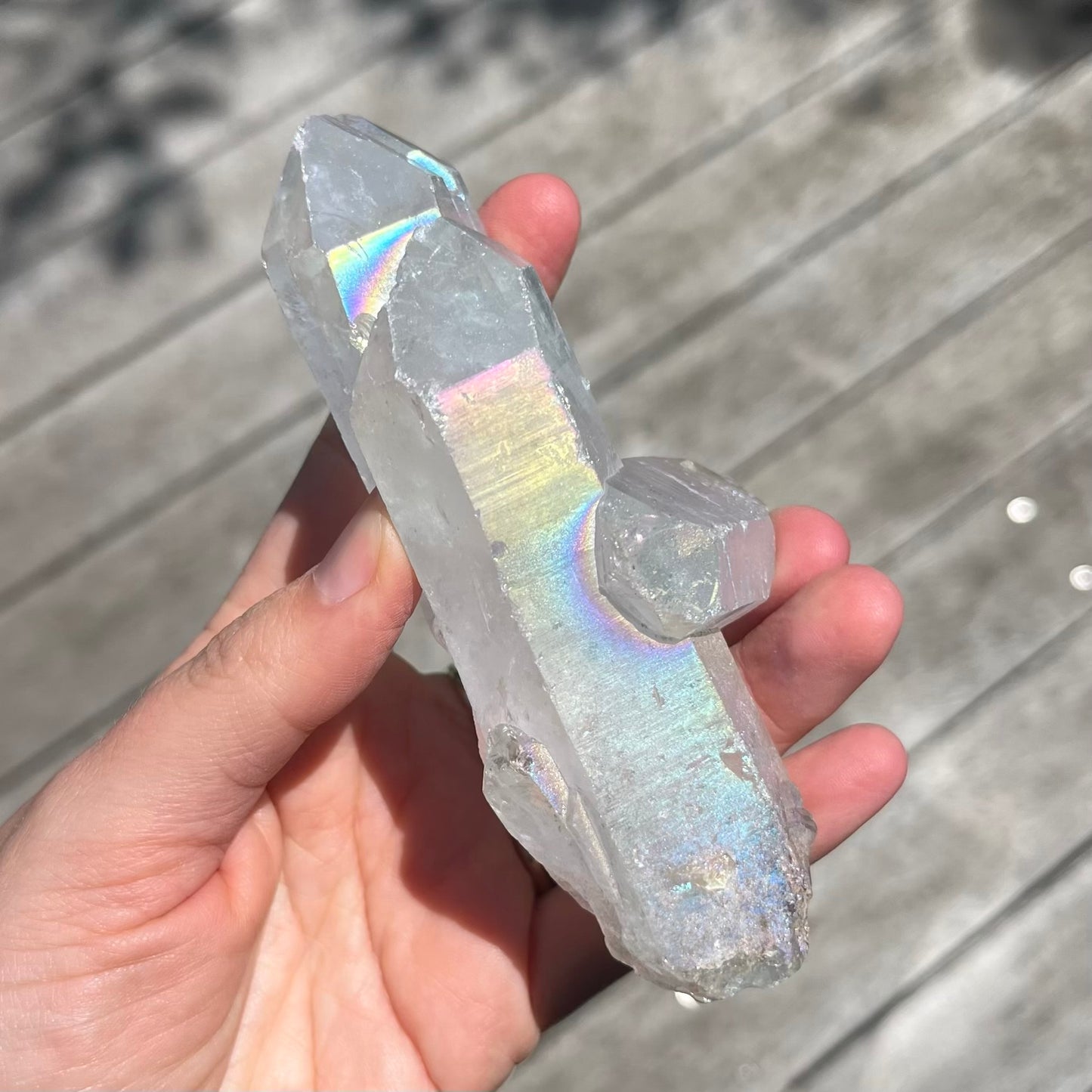 Angel Aura Quartz Medium Raw Point Crystal - Ethereal, Uplifting, High-Vibe