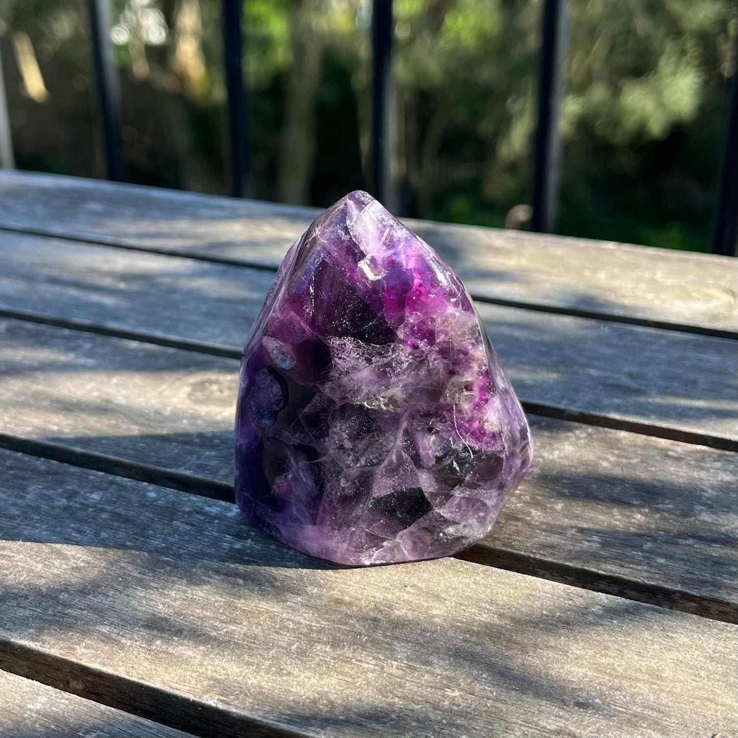 Purple Fluorite Medium Flame Tower Crystal - Vibrant, Clarifying, Uplifting