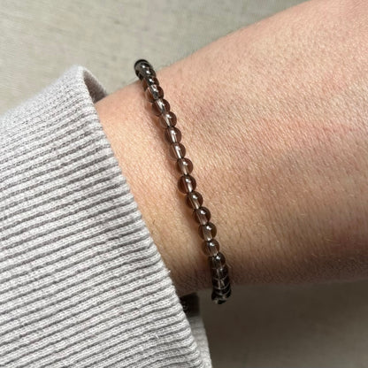 Smoky Quartz 4mm Beaded Bracelet - Grounding