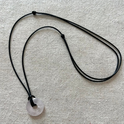 Disc Pendant - Rose Quartz