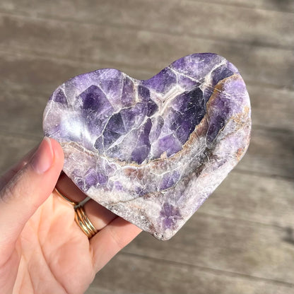 Amethyst Heart Crystal Bowl - Spiritual Wisdom, Peace