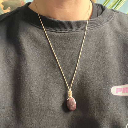 Ruby Woven Oval Pendant #1 - ONE OF A KIND