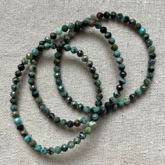 African Turquoise 4mm Facet Beaded Bracelet - Prosperity
