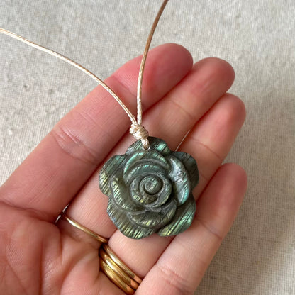 Labradorite Rose Pendant - ONE OF A KIND
