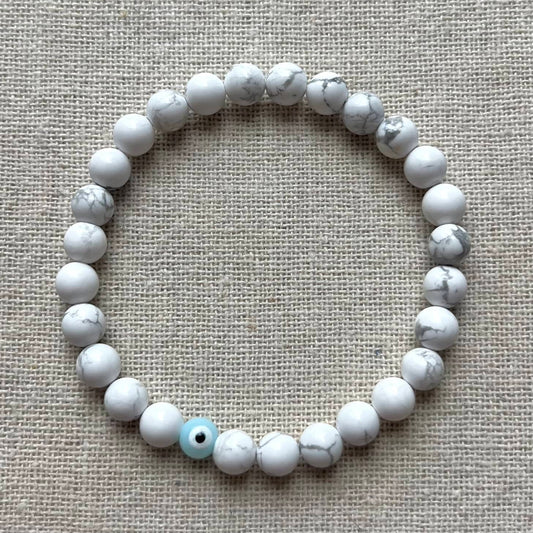 Protection Evil Eye Bracelet - Howlite 6mm