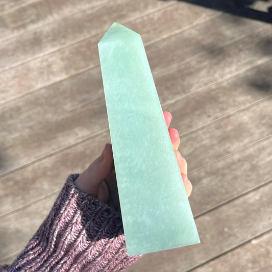 Green Aventurine Large Point Tower Crystal - Prosperity, Growth