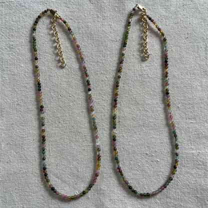 Rainbow Tourmaline 3mm Beaded Necklace - Alignment