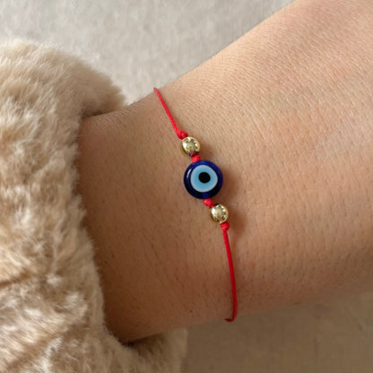 Talisman Evil Eye Red Cord Bracelet - Hematite