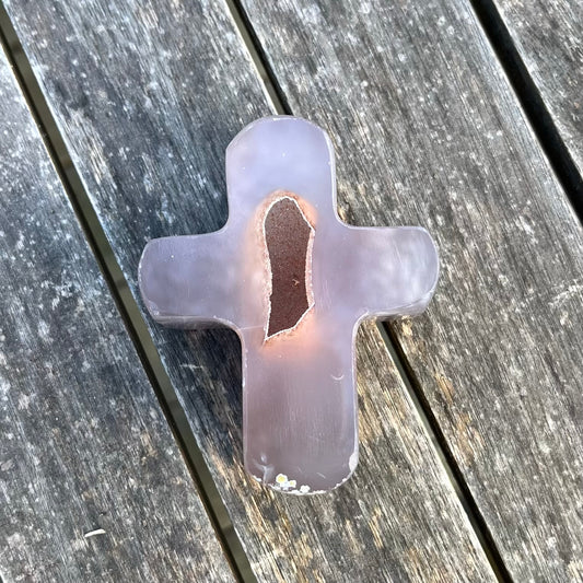Agate Medium Cross Crystal - Grounding, Harmonising, Protective
