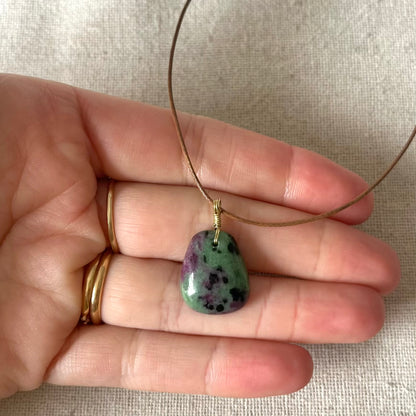 Ruby Zoisite Cabochon Pendant - ONE OF A KIND