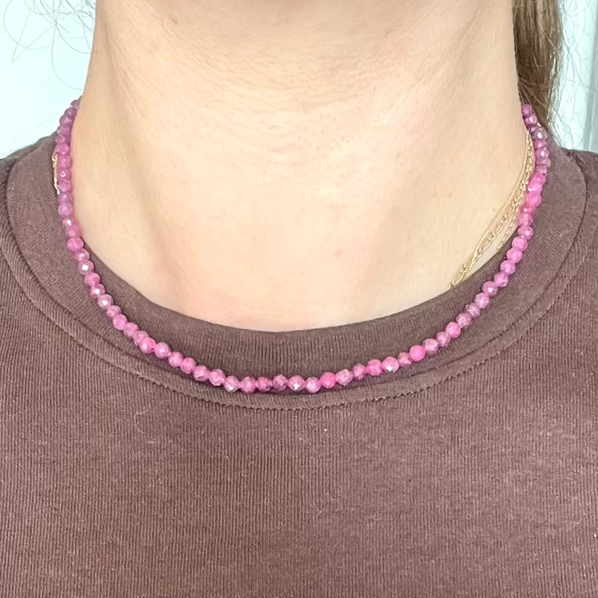 Ruby 4mm Facet Beaded Necklace - Passion