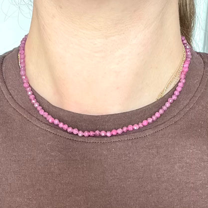 Ruby 4mm Facet Beaded Necklace - Passion